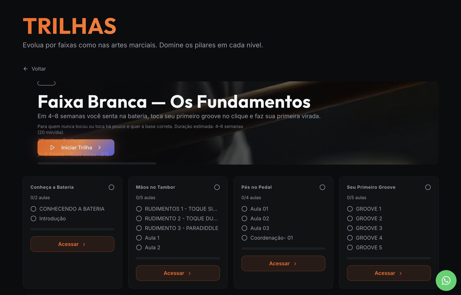 Trilha Faixa Branca com 4 módulos sequenciais